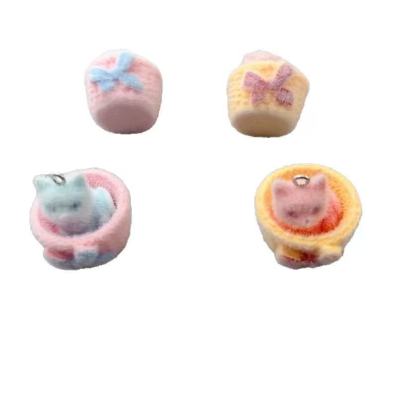 4pcs 3D plush resin cat pendan - Resin Art Store 评论和价格