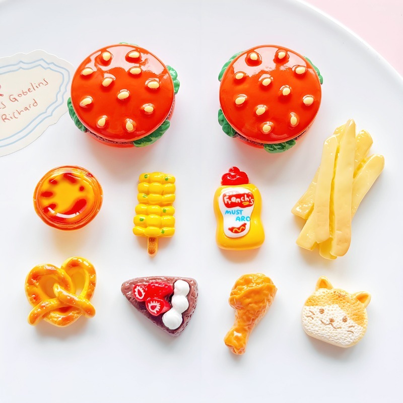 Cartoon 3D Burger Fries Resin  - Resin Art Beach Theme 评论和价格