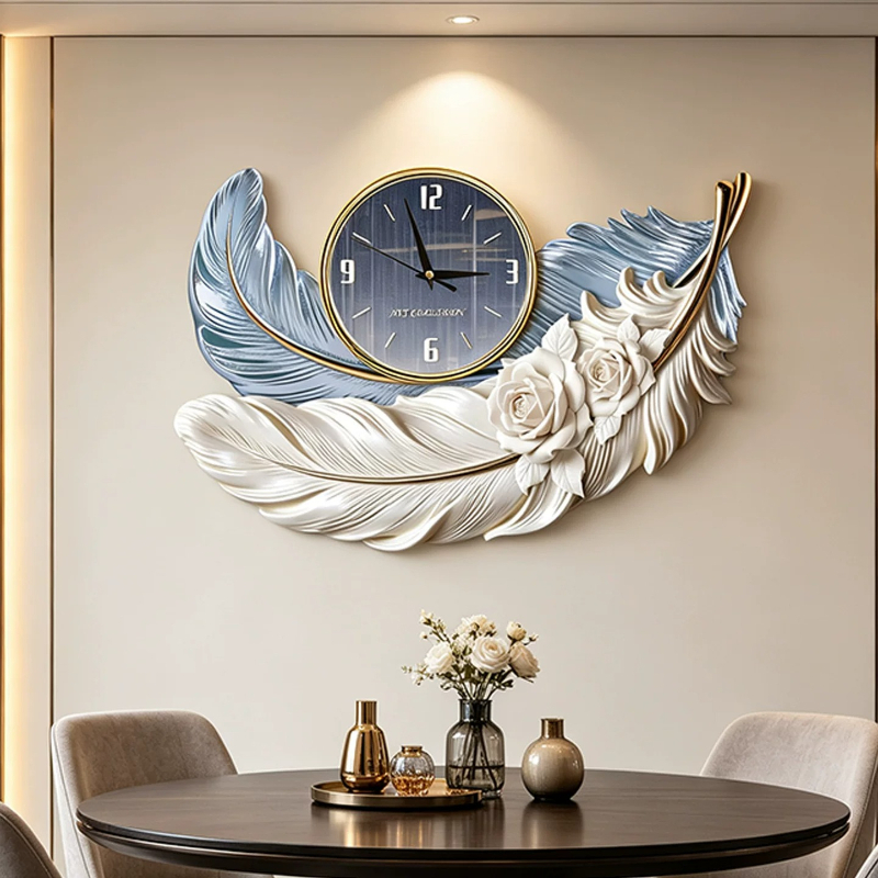 High-end Feather Design Wall C - Resin Art Wall Clock 评论和价格