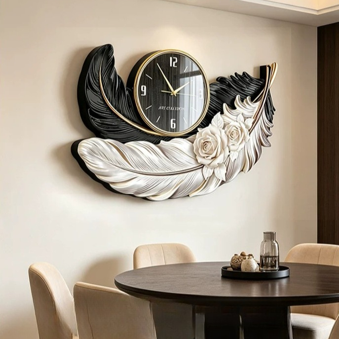 High-end Feather Design Wall C - Resin Art Wall Clock 评论和价格