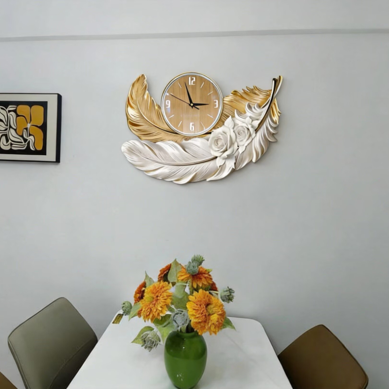High-end Feather Design Wall C - Resin Art Wall Clock 评论和价格