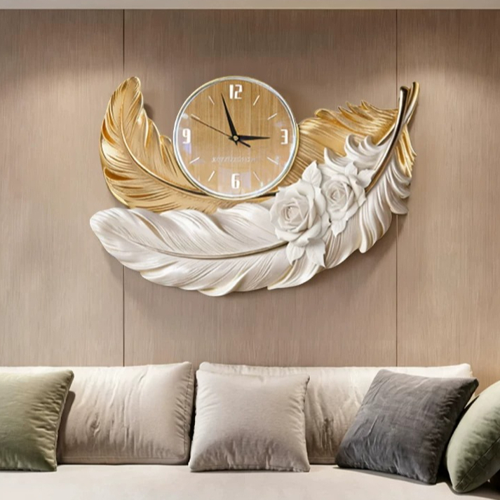 High-end Feather Design Wall C - Resin Art Wall Clock 评论和价格