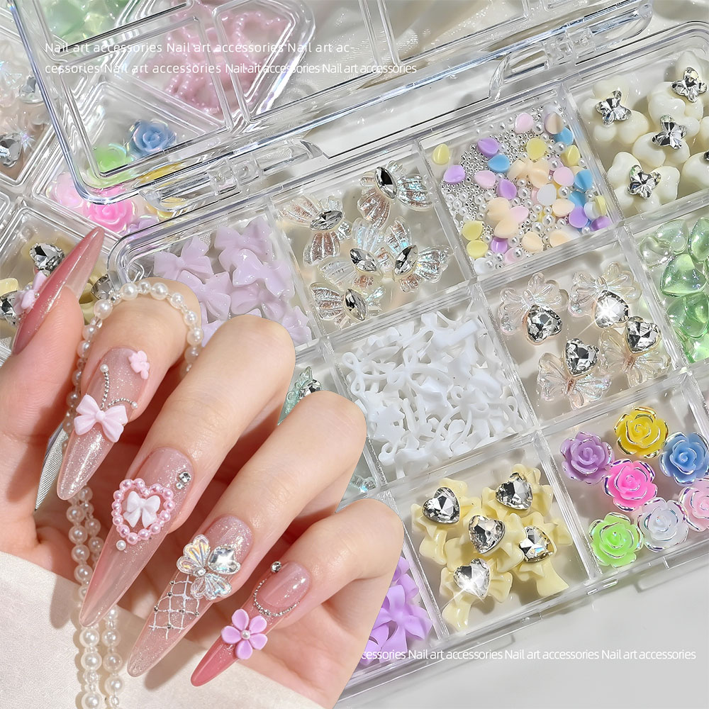 12grids Mixed Resin Bow Rose N - Resin Art Rose Petals 评论和价格