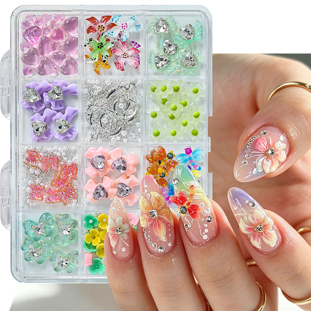 12grids Mixed Resin Bow Rose N - Resin Art Rose Petals 评论和价格