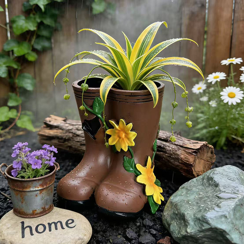 Pastoral Rain Boot Shaped Vase - Resin Art Unique Ideas 评论和价格
