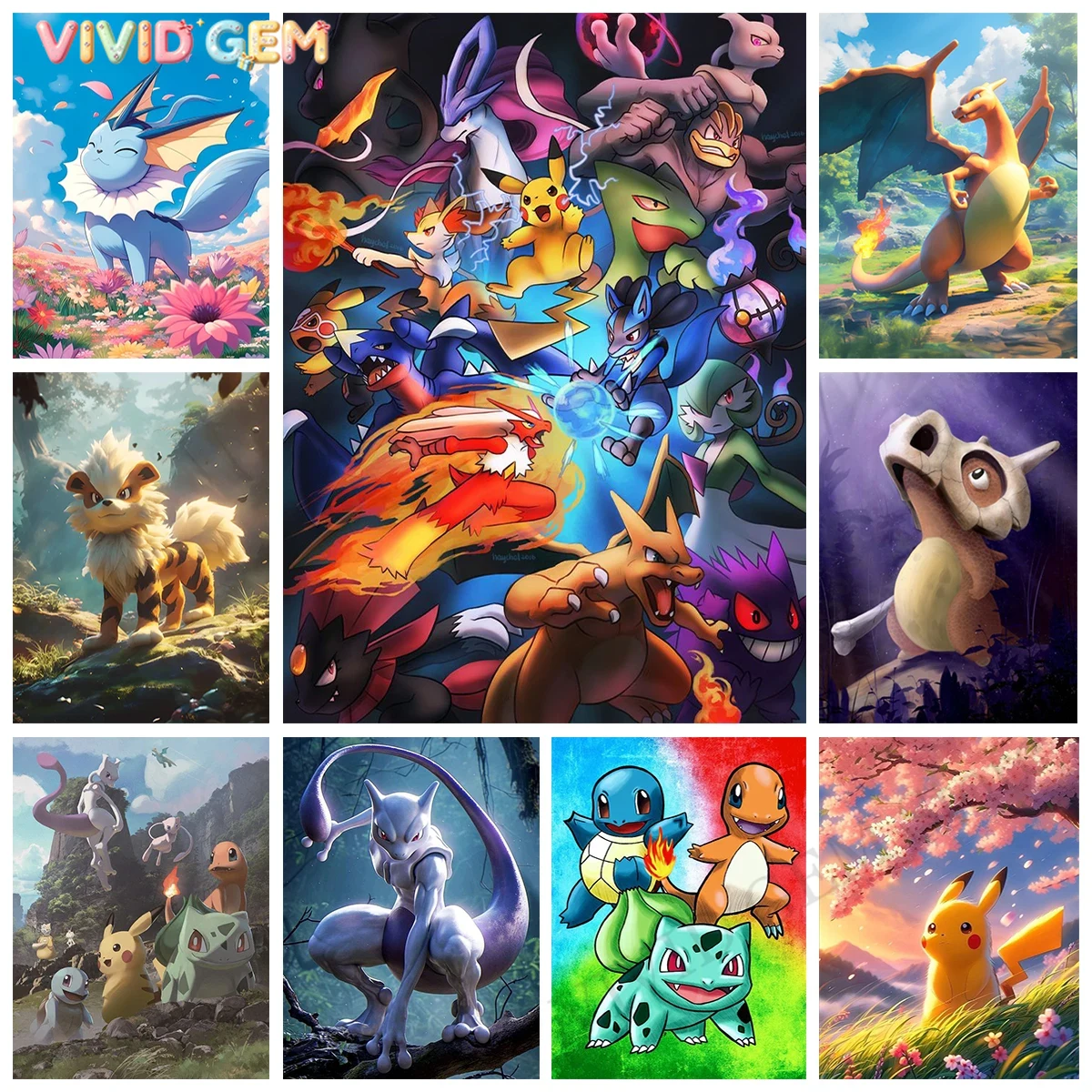 VIVID GEM New Pokemon DIY Diam - Resin Art For Kids 评论和价格