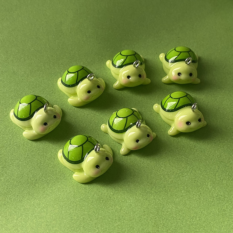 10pcs Funny Green Turtle Resin - Resin Art Keychain 评论和价格