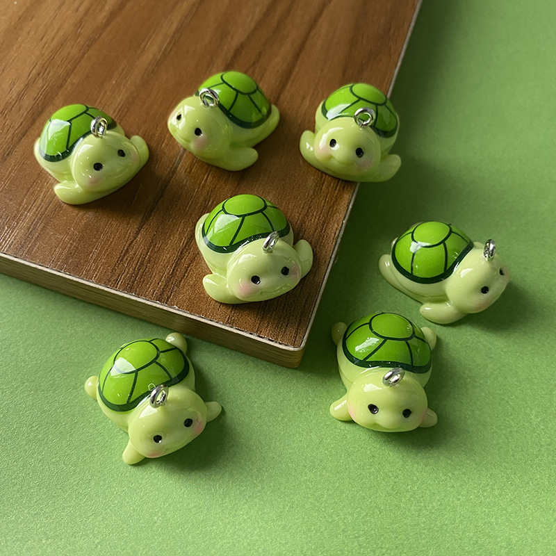 10pcs Funny Green Turtle Resin - Resin Art Keychain 评论和价格