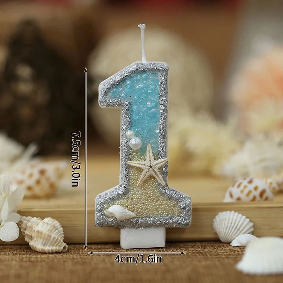0-9 Number Glitter Candles Sum - Resin Art Beach Theme 评论和价格