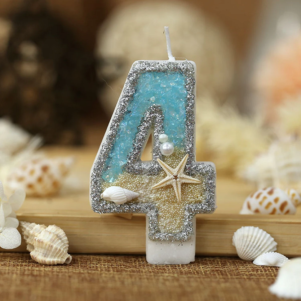 0-9 Number Glitter Candles Sum - Resin Art Beach Theme 评论和价格