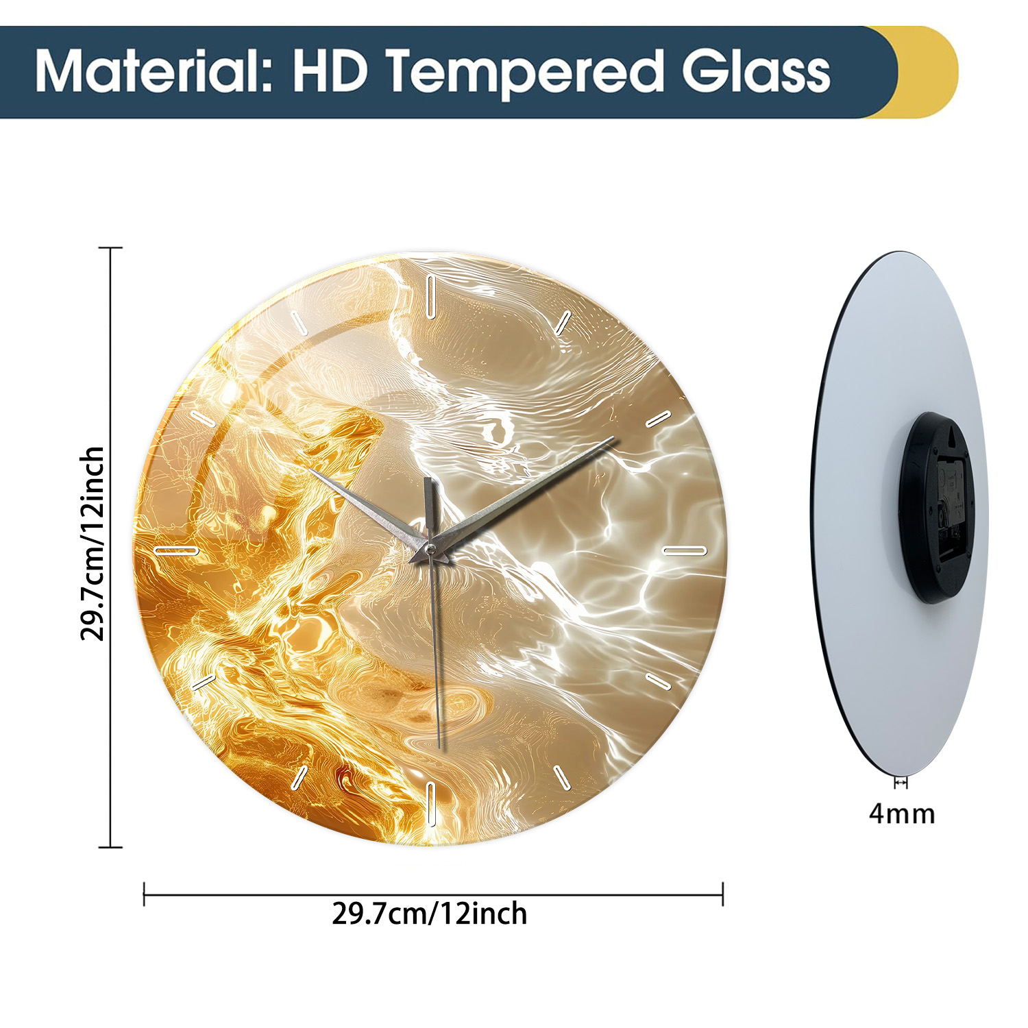 1pc Glass Wall Clock, Modern L - Resin Art Wall Clock 评论和价格