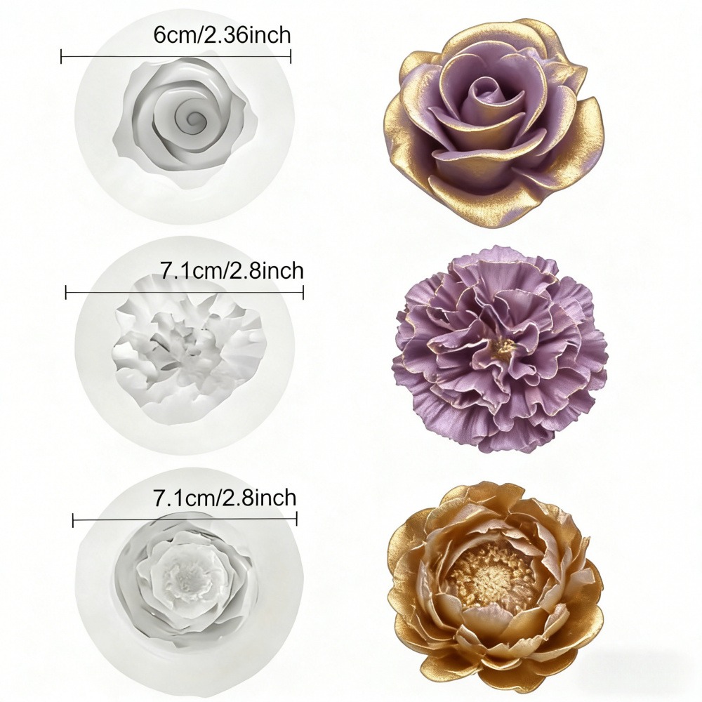 3-Piece Silicone Molds for Ros - Resin Art Rose Petals 评论和价格