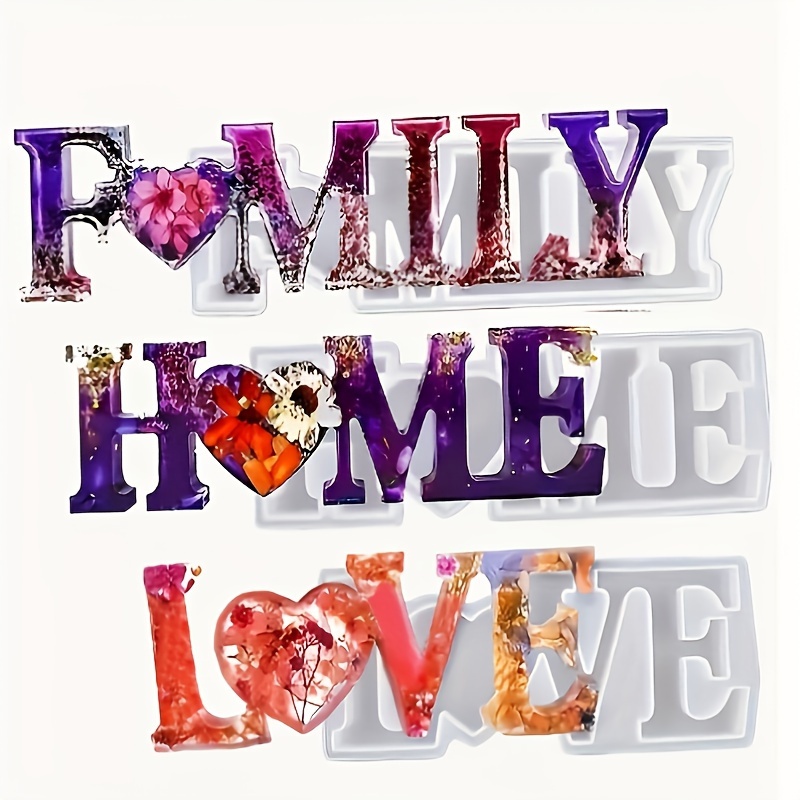 3Pcs Heart Slogan Silicone Res - Resin Art Uv 评论和价格