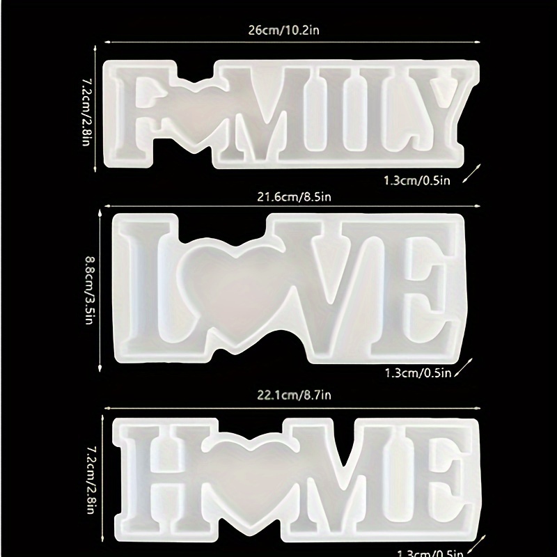 3Pcs Heart Slogan Silicone Res - Resin Art Uv 评论和价格