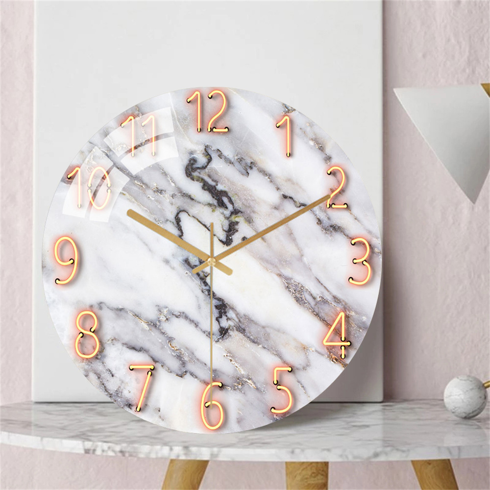 White Marble Wall Clock 12 Inc - Resin Art Wall Clock 评论和价格