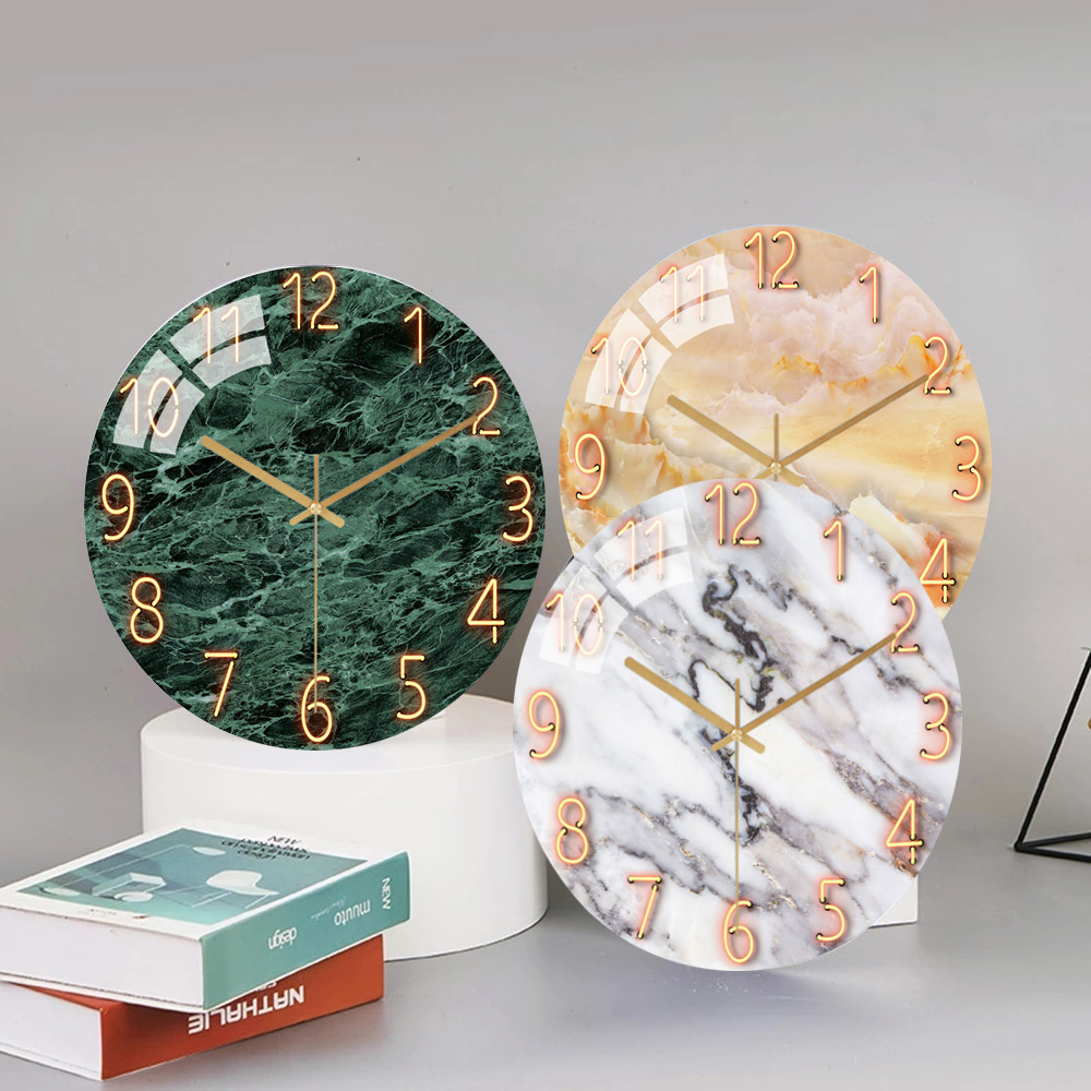White Marble Wall Clock 12 Inc - Resin Art Wall Clock 评论和价格