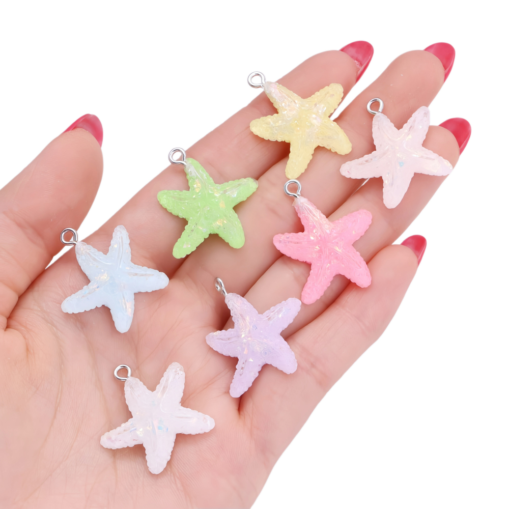 10Pcs Colorful Resin Starfish  - Resin Art Beach Theme 评论和价格
