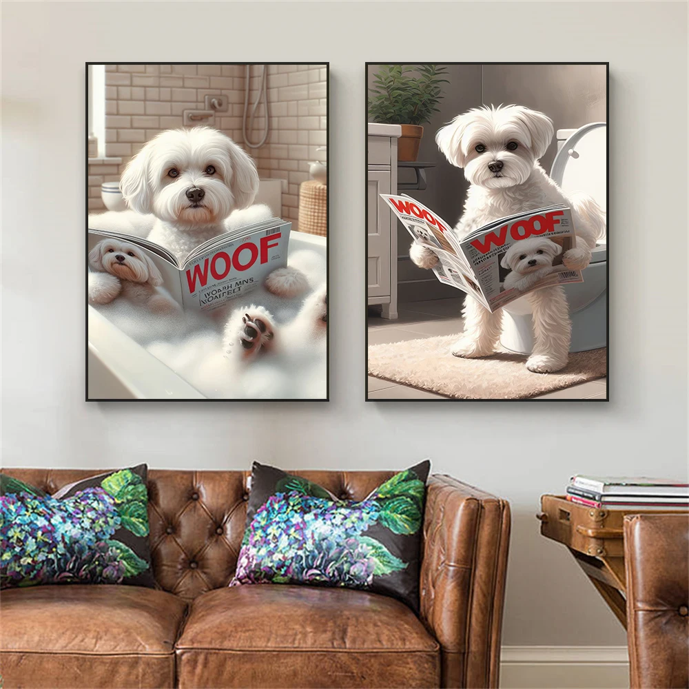 Funny Bathroom Maltese Dog Toi - Resin Art For Kids 评论和价格