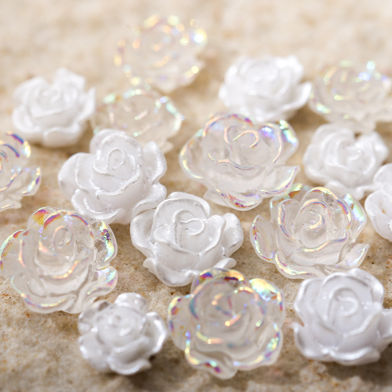 50PCS 6/8/10MM White Rose Flow - Resin Art Rose Petals 评论和价格
