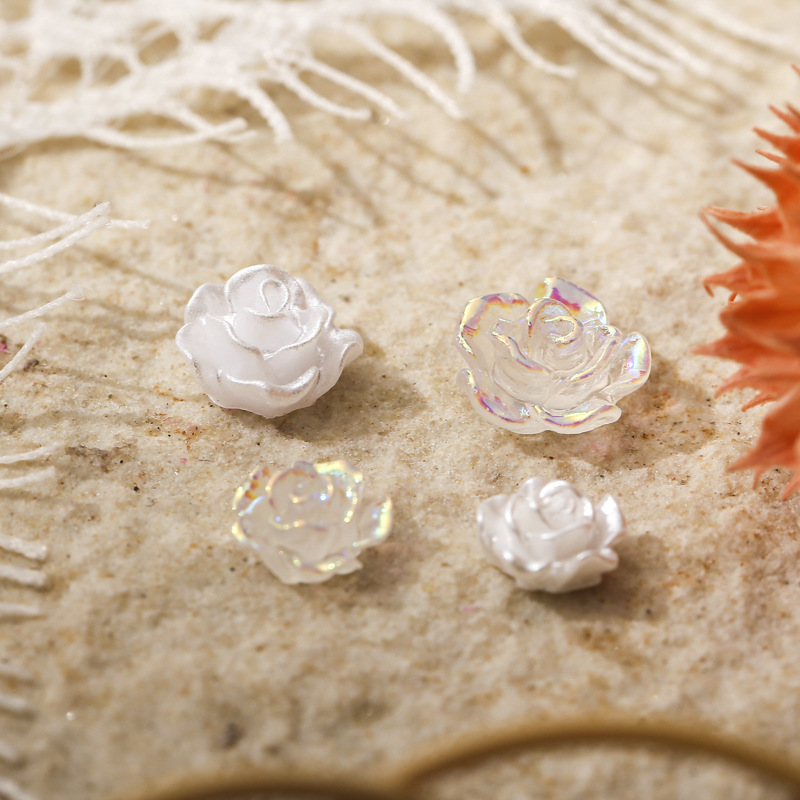 50PCS 6/8/10MM White Rose Flow - Resin Art Rose Petals 评论和价格