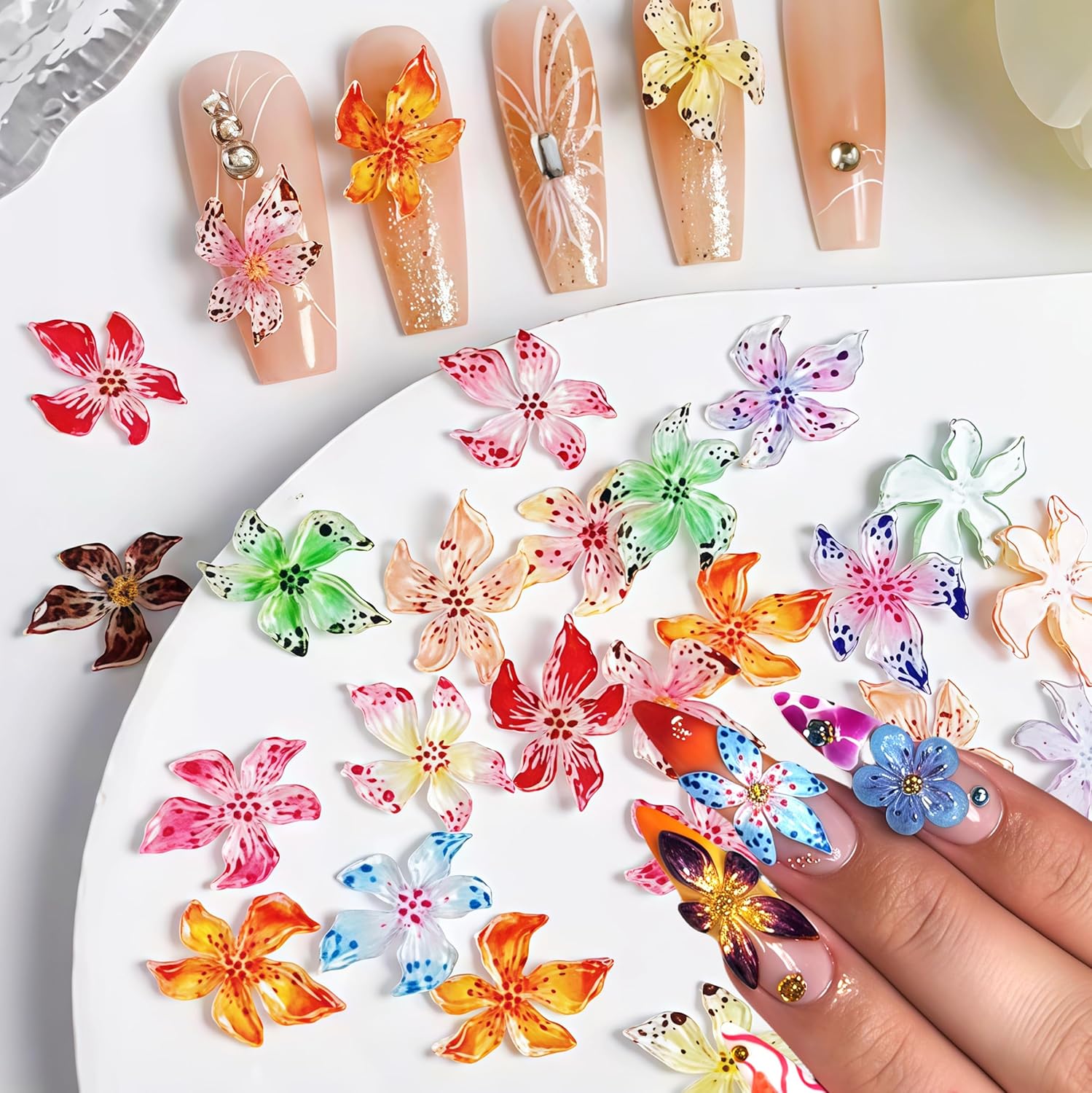 20/40/60/80pcs Ice Crystal Flo - Resin Art Rose Petals 评论和价格