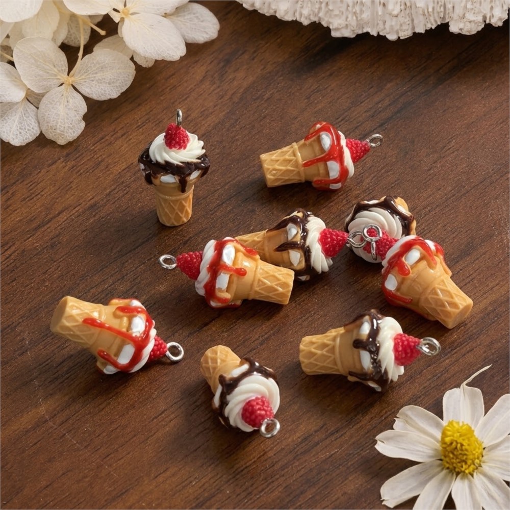 10Pcs Cute 3D Simulation Food  - Resin Art Keychain 评论和价格