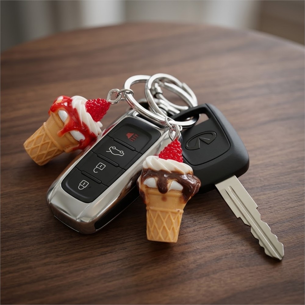 10Pcs Cute 3D Simulation Food  - Resin Art Keychain 评论和价格