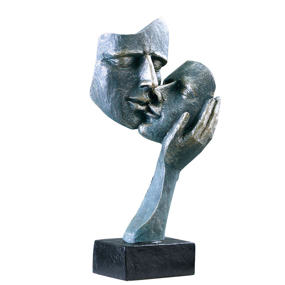 Kissing Face Mask Sculpture, H - Resin Art Unique Ideas 评论和价格