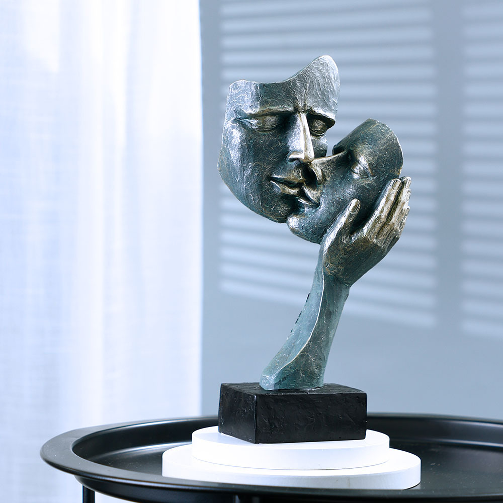 Kissing Face Mask Sculpture, H - Resin Art Unique Ideas 评论和价格