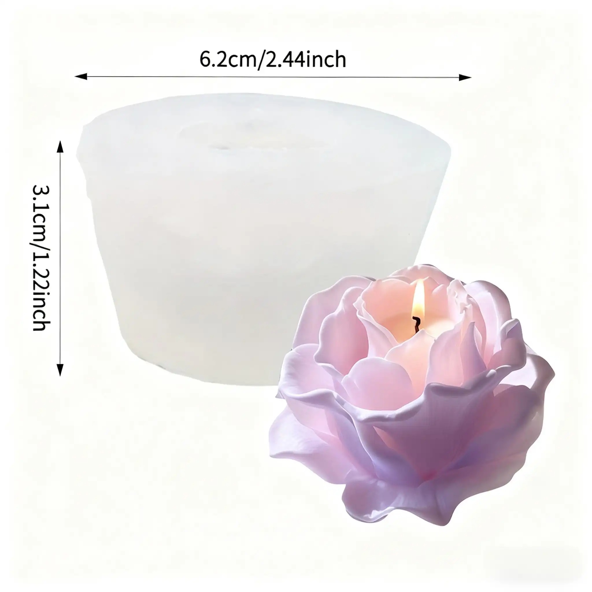 1 Piece 3D Elegant Rose Silico - Resin Art Rose Petals 评论和价格