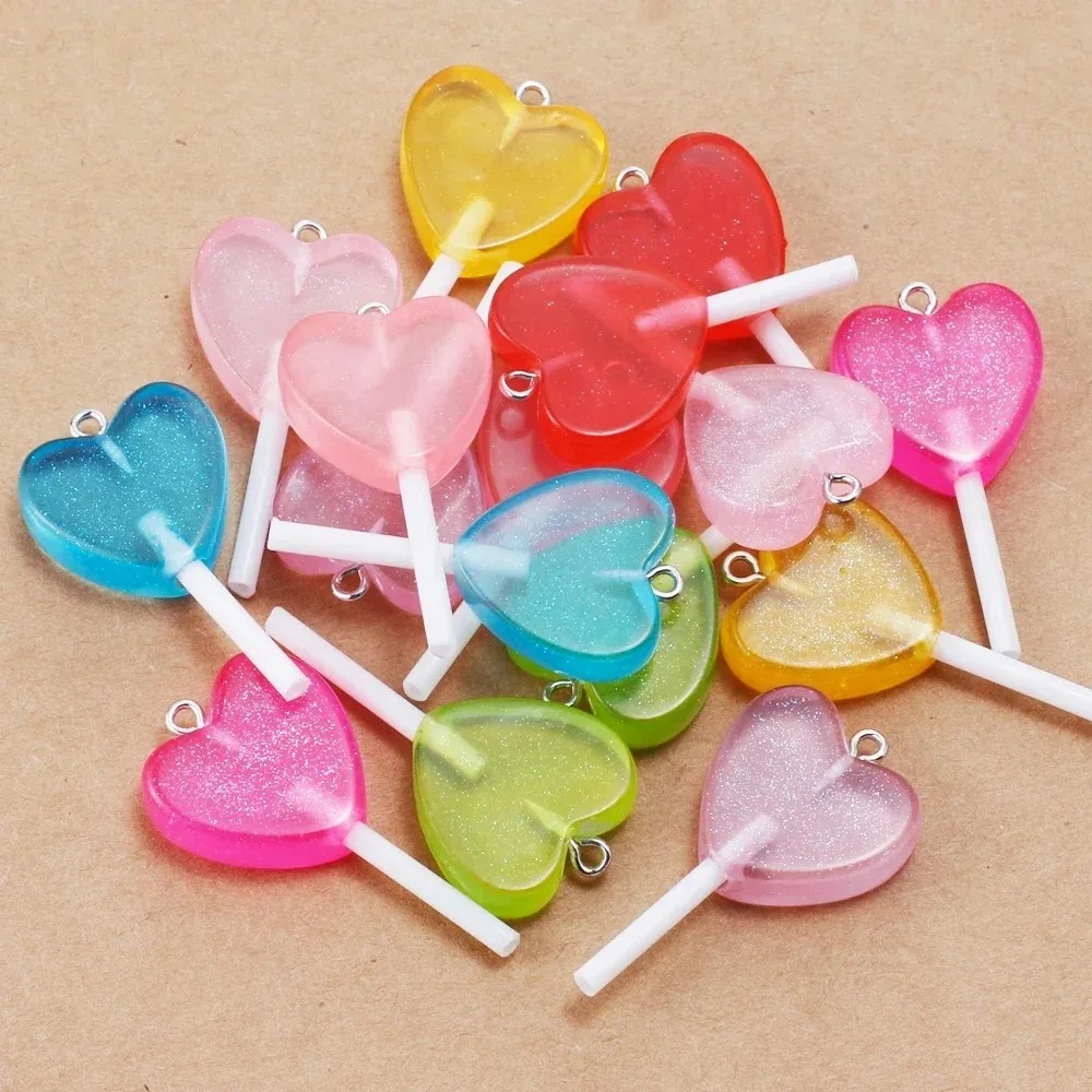 10Pcs Kawaii Sparkly Heart Lol - Resin Art Keychain 评论和价格