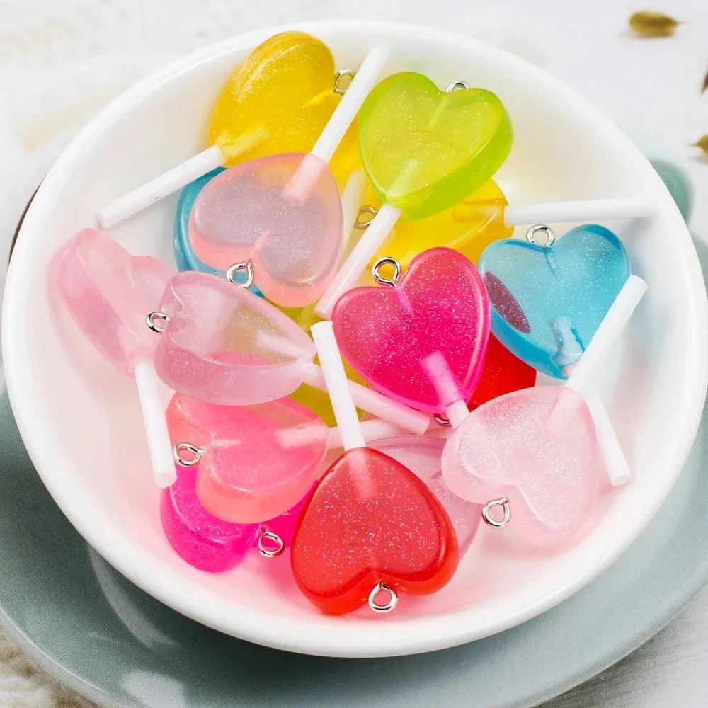 10Pcs Kawaii Sparkly Heart Lol - Resin Art Keychain 评论和价格