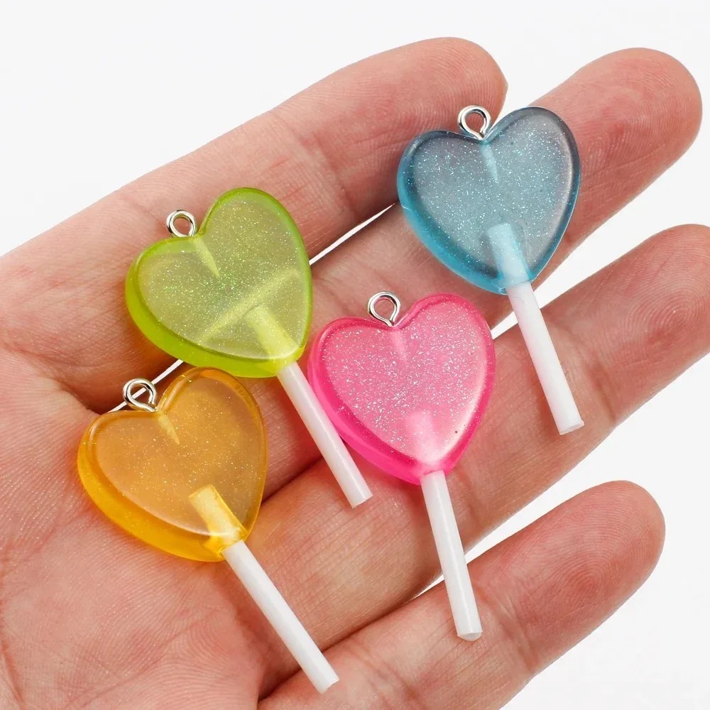 10Pcs Kawaii Sparkly Heart Lol - Resin Art Keychain 评论和价格