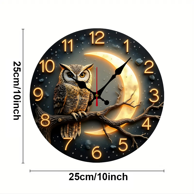 Moonlight Night Wooden Round S - Resin Art Wall Clock 评论和价格