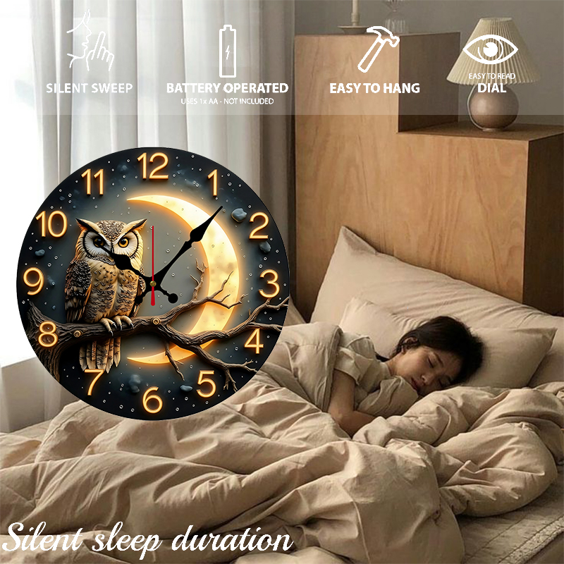 Moonlight Night Wooden Round S - Resin Art Wall Clock 评论和价格