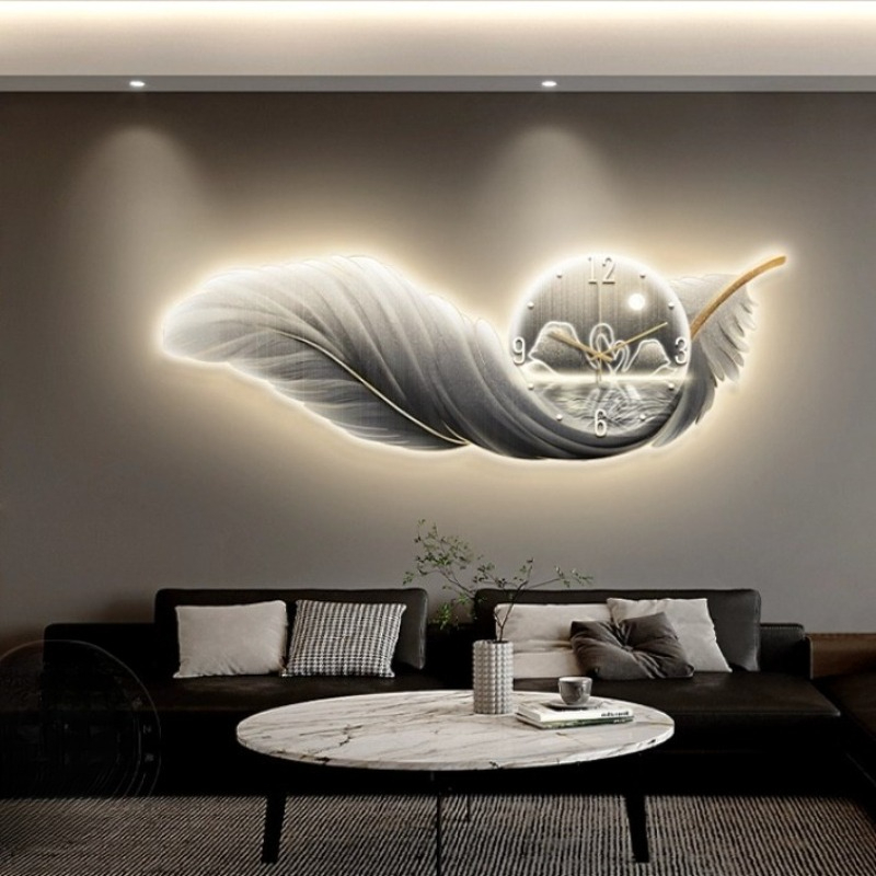 Nordic Luxury Wall Clock LED F - Resin Art Wall Clock 评论和价格