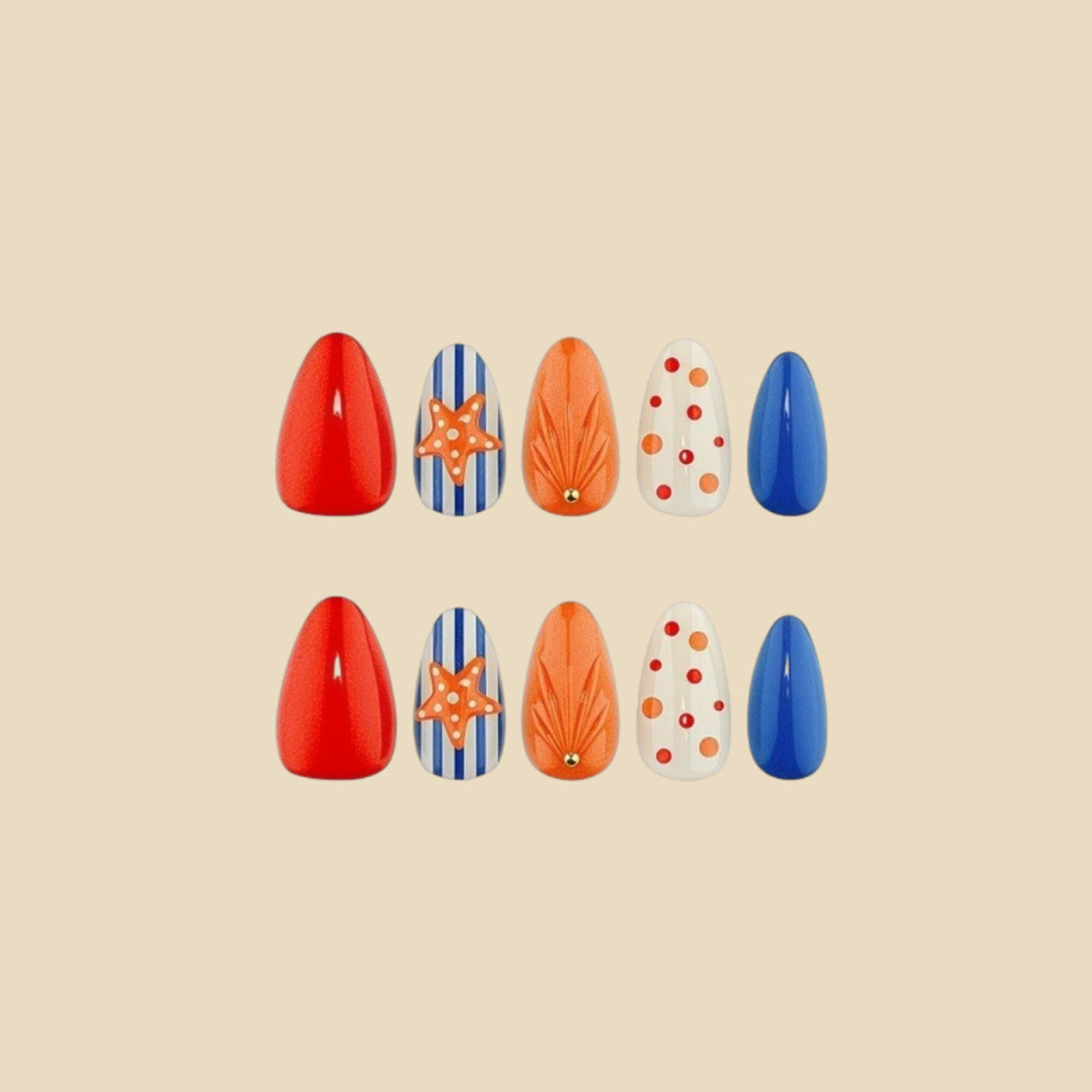 Press On Nails Resin 3D Emboss - Resin Art Beach Theme 评论和价格